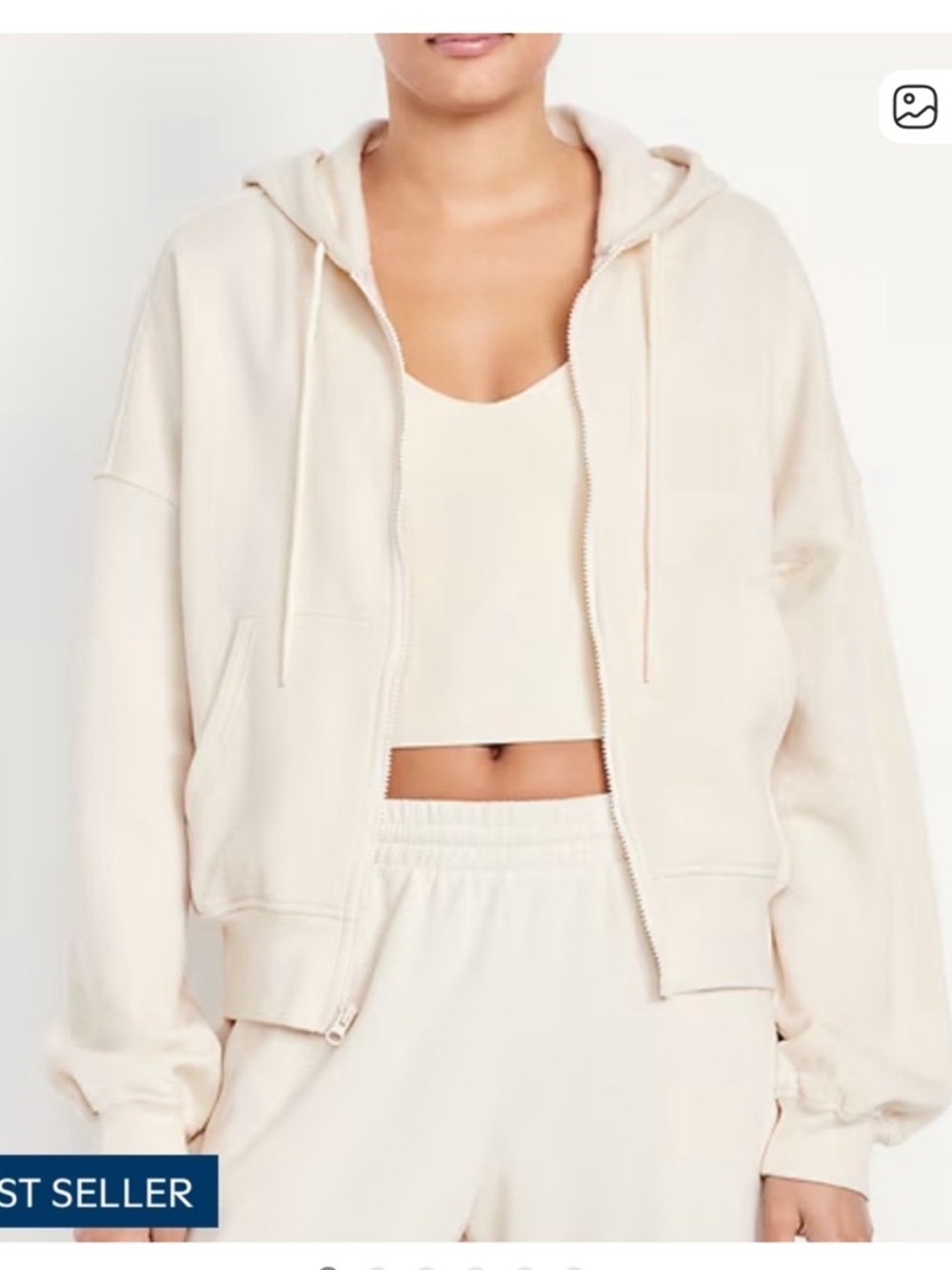 Old Navy Women's Beige-Cream Zip Hoodie